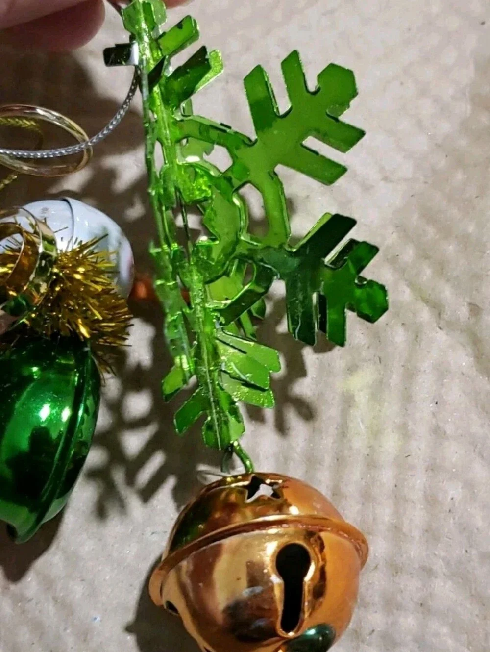 Christmas Ornaments Snowman Angel Snowflake Bells Set Of 3 Metal